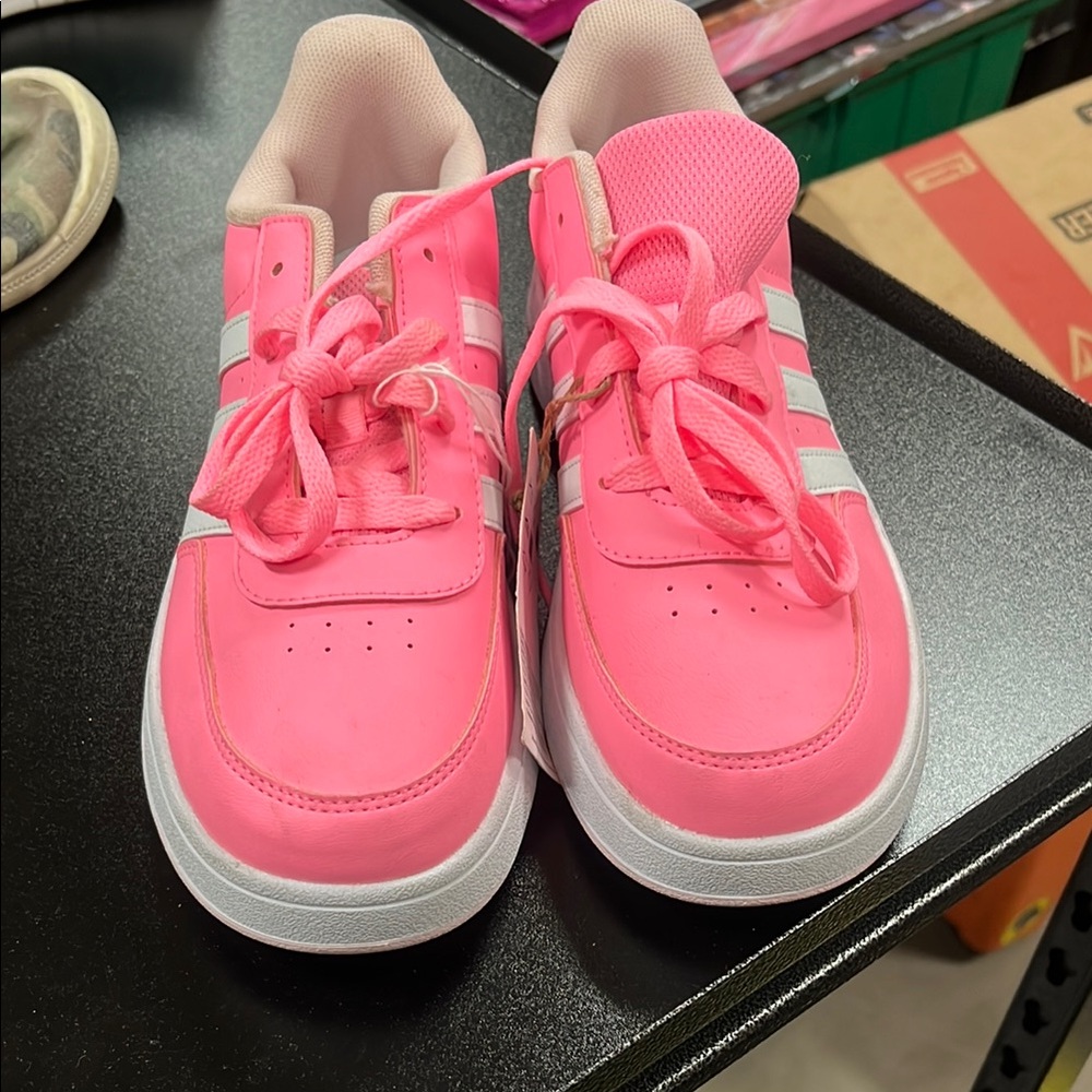 Adidas Pink Breaknet 2.0 Sneakers with White Stripes